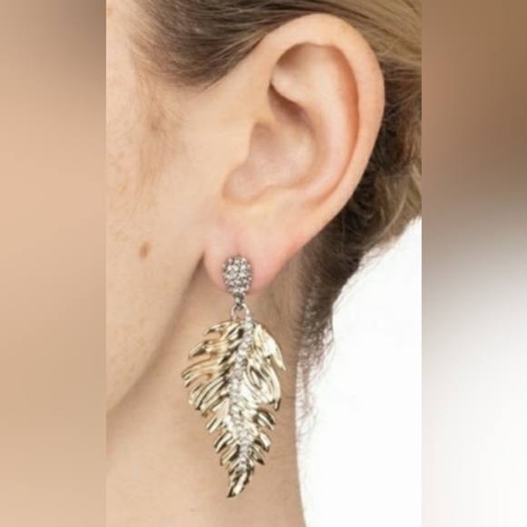 Alexis Bittar Gold Feather Drop Earrings - Picture 7 of 8